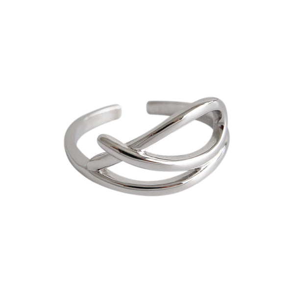 Lovcia 925 Sterling Silver Adjustable Ring Hollow Fish-Rings-Rhodium-Rhodium