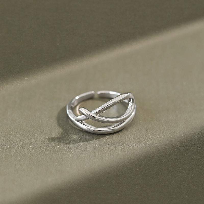 Lovcia 925 Sterling Silver Adjustable Ring Hollow Fish-Rings-Rhodium-Rhodium