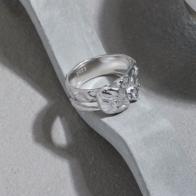 Lovcia 925 Sterling Silver Adjustable Ring Irregular-Rings-