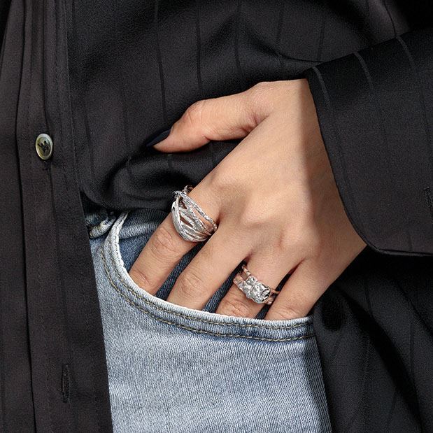 Lovcia 925 Sterling Silver Adjustable Ring Irregular-Rings-