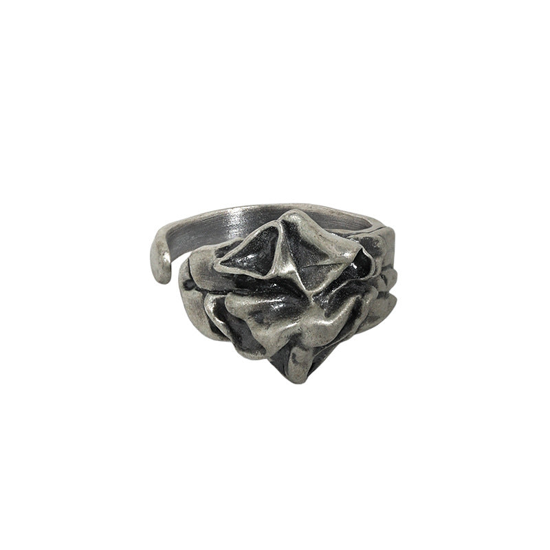 Lovcia 925 Sterling Silver Adjustable Ring Irregular Paper-Rings-Vintage-Vintage
