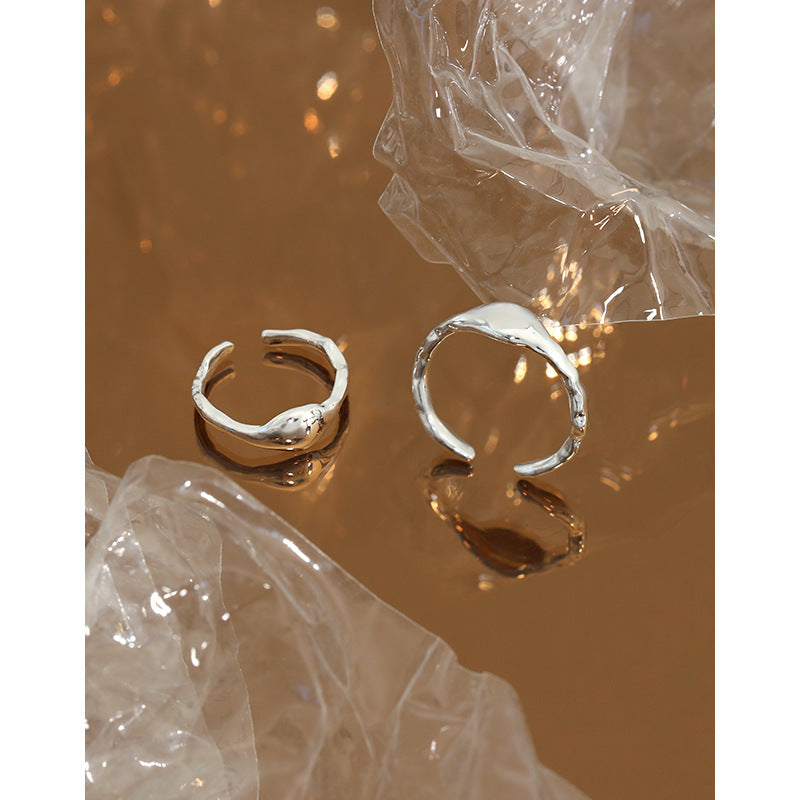 Lovcia 925 Sterling Silver Adjustable Ring Irregular Stone-Rings-US 6 (Adjustable)-US 6 (Adjustable)