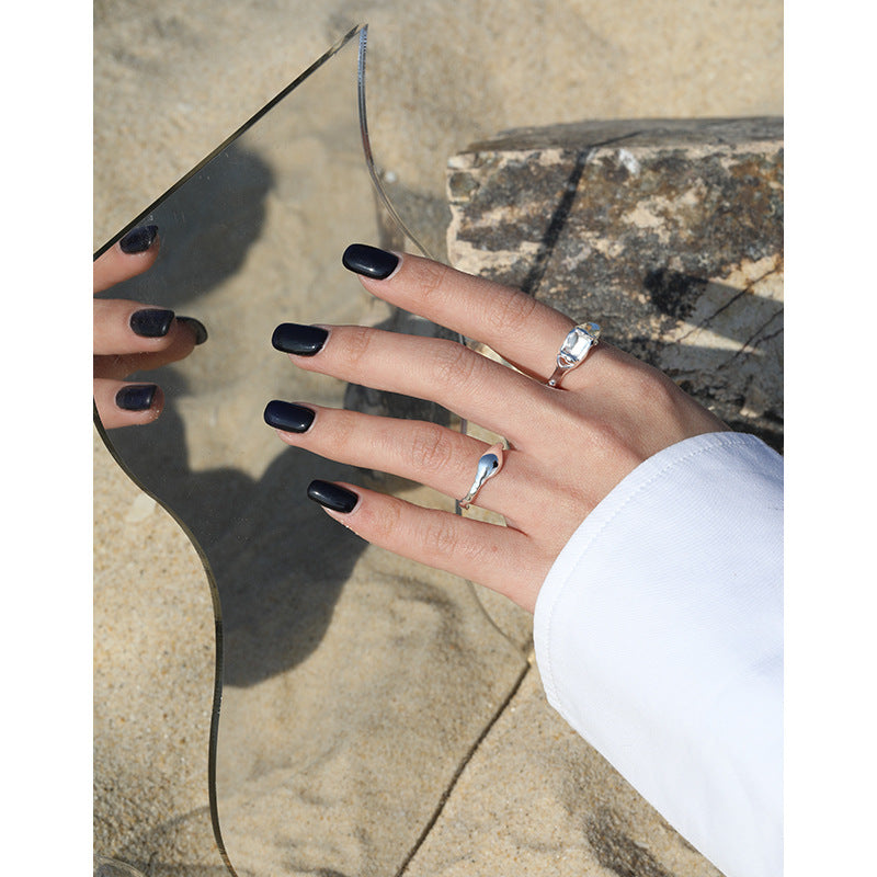 Lovcia 925 Sterling Silver Adjustable Ring Irregular Stone-Rings-US 6 (Adjustable)-US 6 (Adjustable)