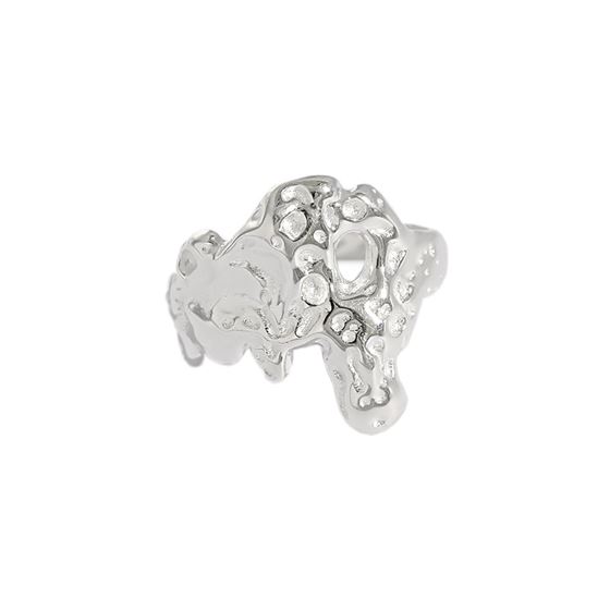 Lovcia 925 Sterling Silver Adjustable Ring Lava Texture-Rings-