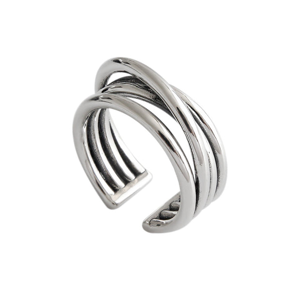 Lovcia 925 Sterling Silver Adjustable Ring Multi Layers-Rings-US 7-US 7