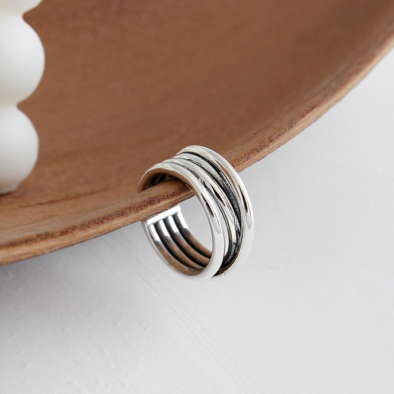Lovcia 925 Sterling Silver Adjustable Ring Multi Layers-Rings-US 7-US 7