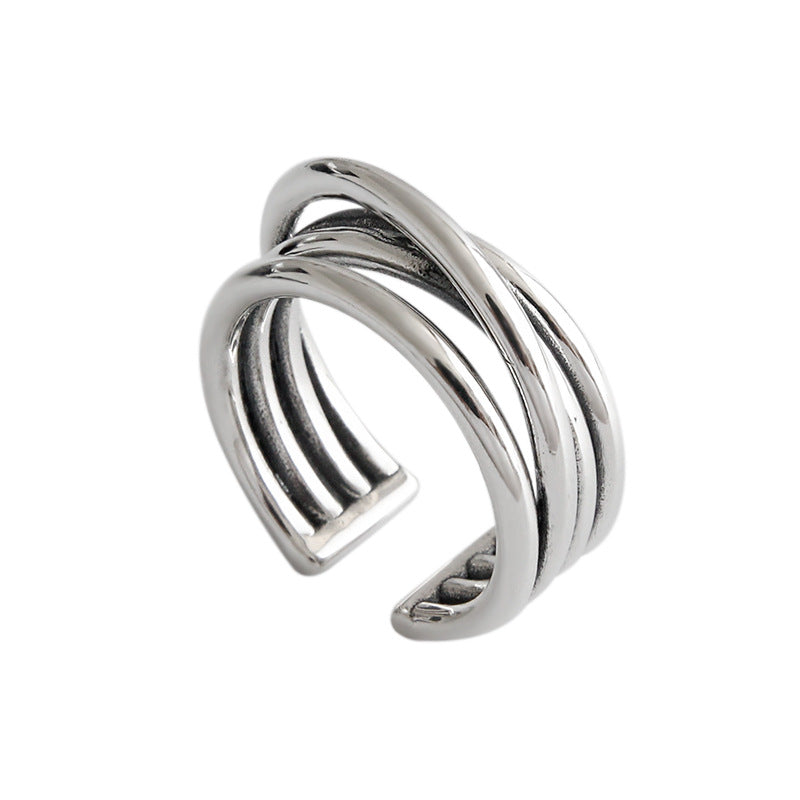 Lovcia 925 Sterling Silver Adjustable Ring Multi Layers-Rings-US 7-US 7