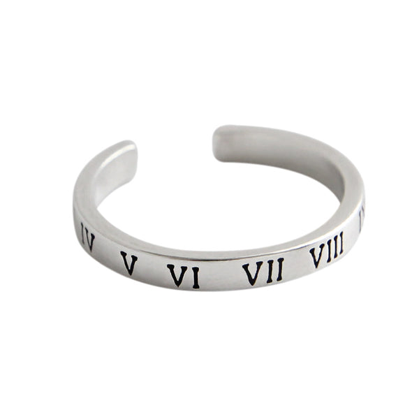 Lovcia 925 Sterling Silver Adjustable Ring Numerals VI-Rings-Vintage-Vintage