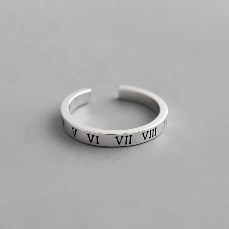 Lovcia 925 Sterling Silver Adjustable Ring Numerals VI-Rings-Vintage-Vintage