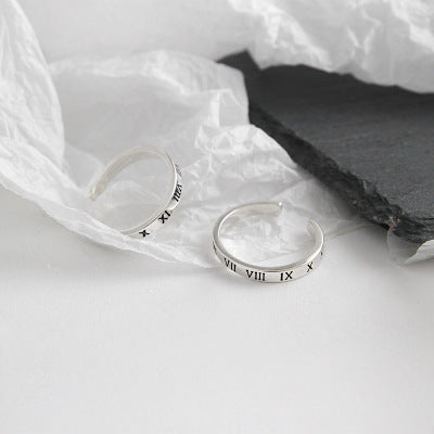 Lovcia 925 Sterling Silver Adjustable Ring Numerals VI-Rings-Vintage-Vintage