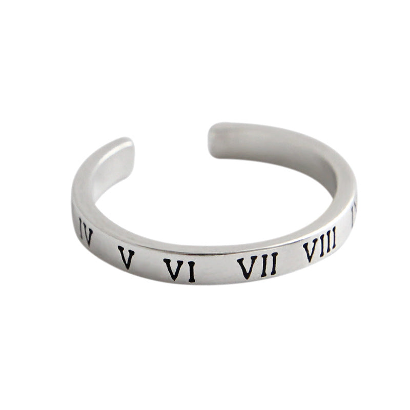 Lovcia 925 Sterling Silver Adjustable Ring Numerals VI-Rings-Vintage-Vintage