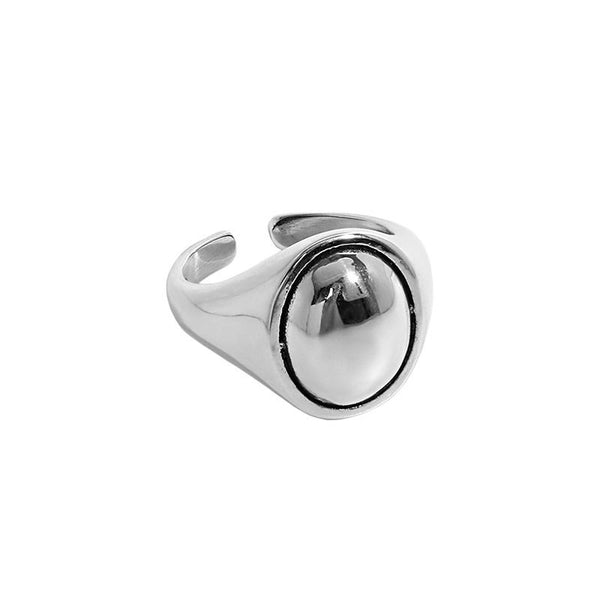 Lovcia 925 Sterling Silver Adjustable Ring Oval Geometry-Rings-Vintage-Vintage