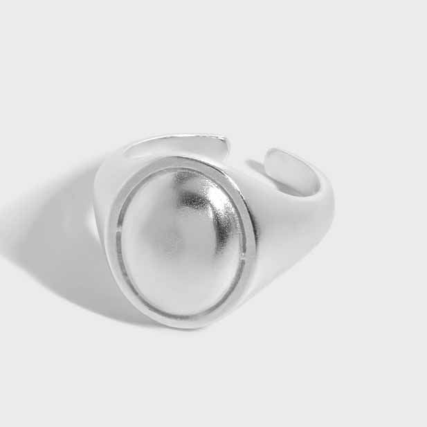 Lovcia 925 Sterling Silver Adjustable Ring Oval Geometry-Rings-Vintage-Vintage