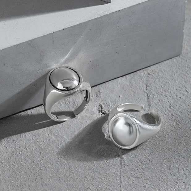Lovcia 925 Sterling Silver Adjustable Ring Oval Geometry-Rings-Vintage-Vintage
