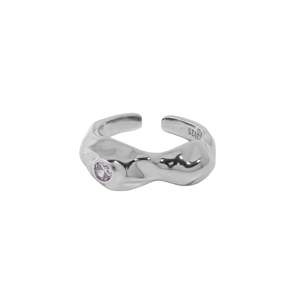 Lovcia 925 Sterling Silver Adjustable Ring Peanut CZ Stone-Rings-Rhodium-