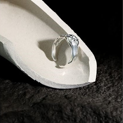 Lovcia 925 Sterling Silver Adjustable Ring Textured Surface-Rings-