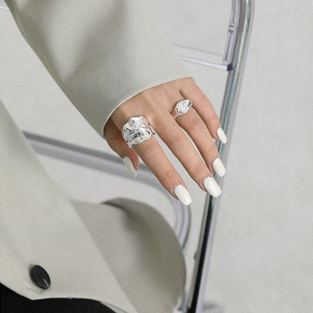Lovcia 925 Sterling Silver Adjustable Ring Textured Surface-Rings-