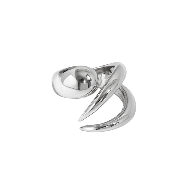 Lovcia 925 Sterling Silver Adjustable Ring Waterdrop Fork-Rings-Rhodium-Rhodium
