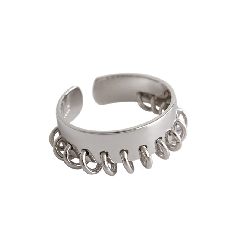 Lovcia 925 Sterling Silver Adjustable Ring with Circle Tassels Style-Rings-
