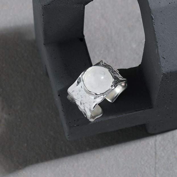 Lovcia 925 Sterling Silver Adjustable Ring With Crystal-Rings-