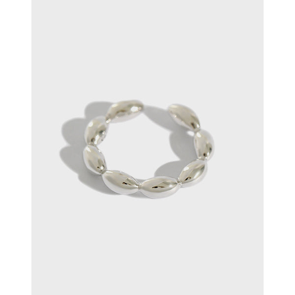 Lovcia 925 Sterling Silver Adjustable Ring With Oval Beads-Rings-No Plating-No Plating