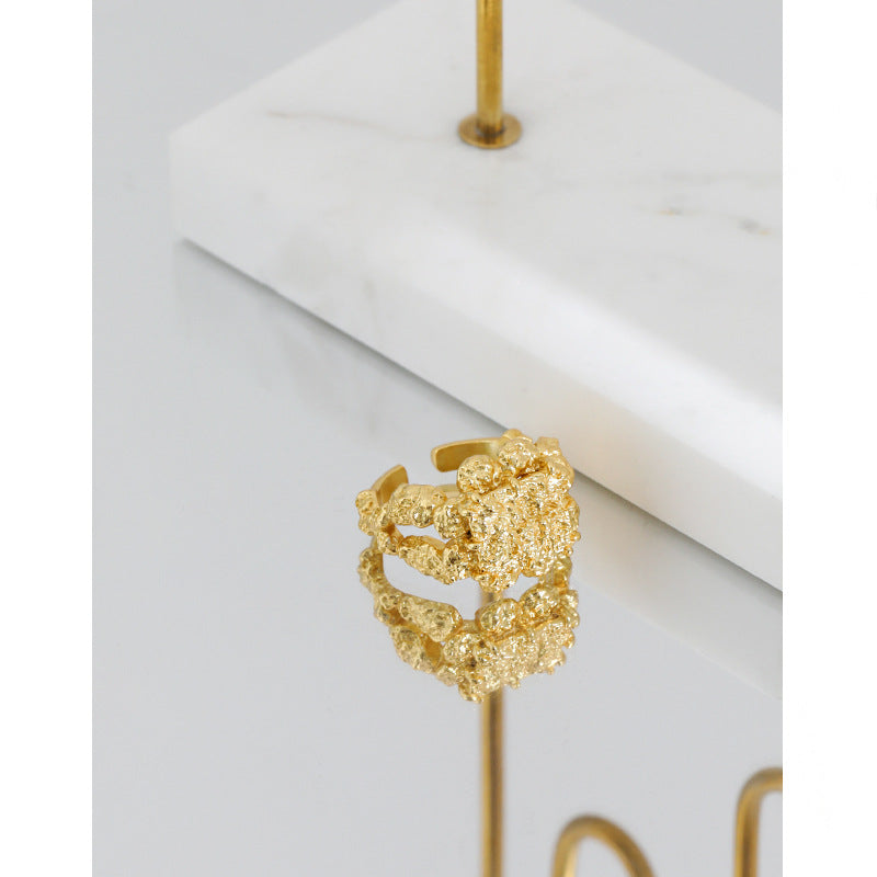 Lovcia 925 Sterling Silver Adjustable Ring Yellow Gold-Rings-Yellow Gold-Yellow Gold