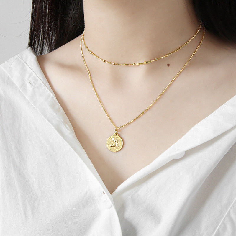 Lovcia 925 Sterling Silver Adjustable Round Tag Necklace-Necklaces-