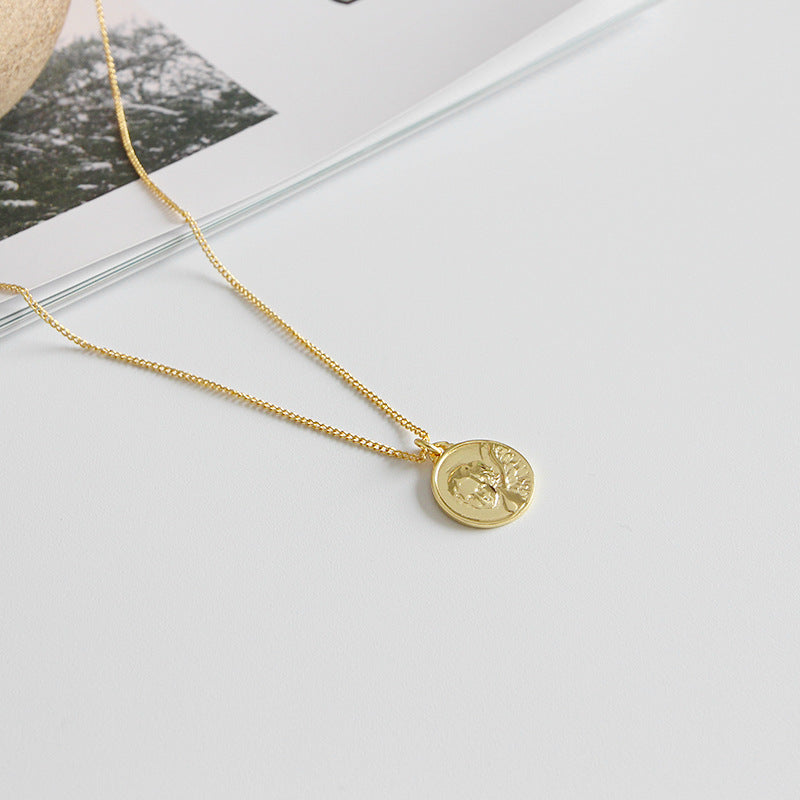 Lovcia 925 Sterling Silver Adjustable Round Tag Necklace-Necklaces-