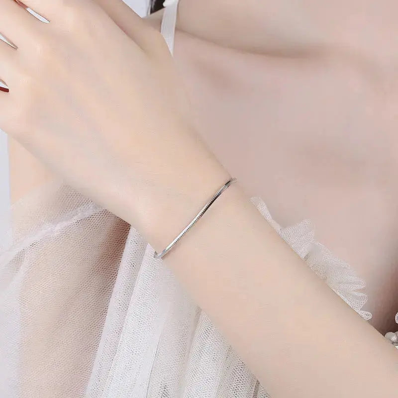 Lovcia 925 Sterling Silver Adjustable Snake Chain Bracelet for Women-Bracelets-Silver-925 Silver-Silver