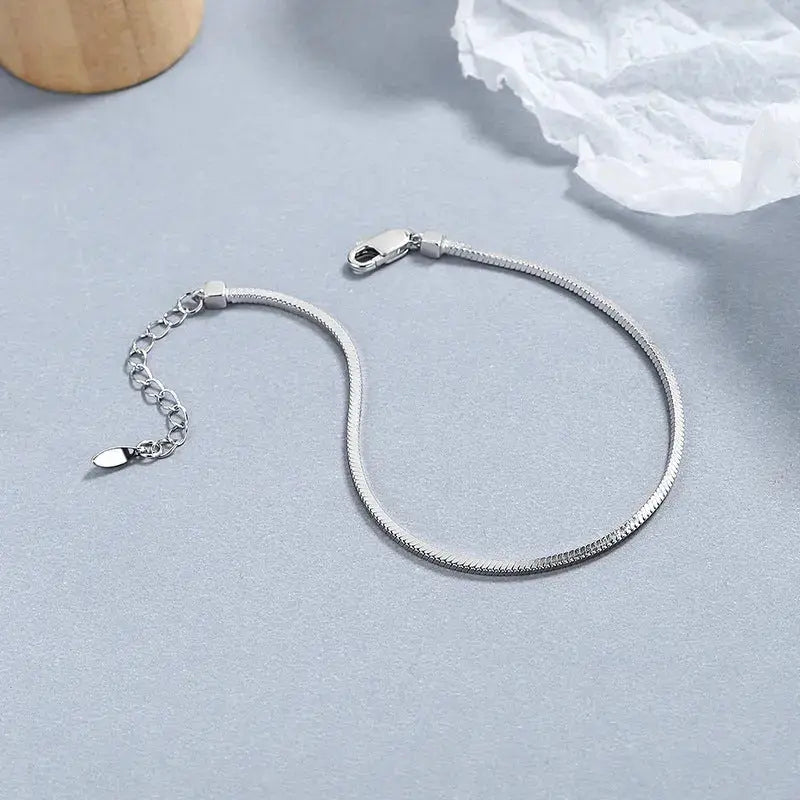 Lovcia 925 Sterling Silver Adjustable Snake Chain Bracelet for Women-Bracelets-Silver-925 Silver-Silver