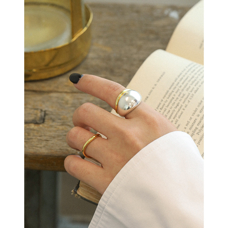 Lovcia 925 Sterling Silver Adjustable Stacker Ring Gold-Rings-Thin Ring & Yellow Gold & US 7-Thin Ring & Yellow Gold & US 7