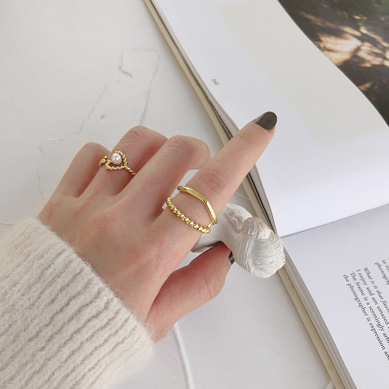 Lovcia 925 Sterling Silver Adjustable Twisted Ring Gold-Rings-Yellow Gold-Yellow Gold
