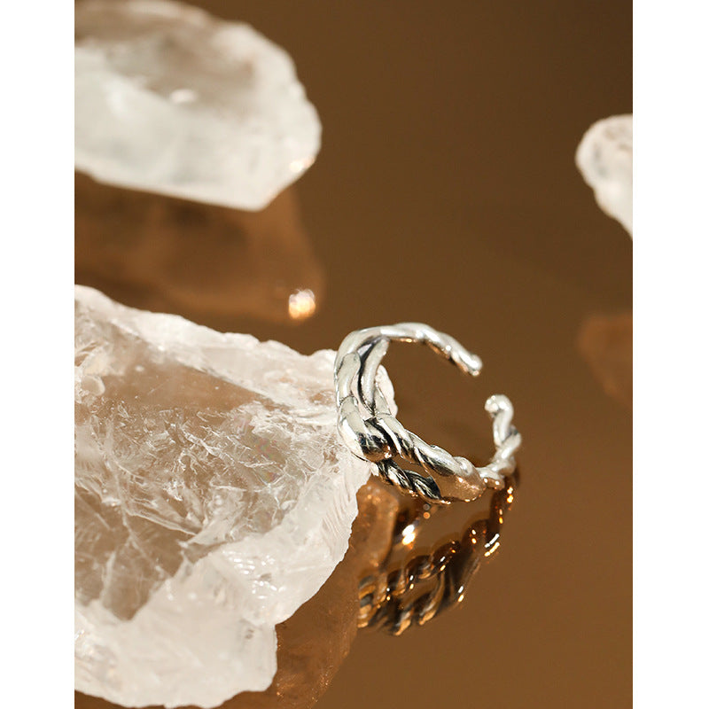 Lovcia 925 Sterling Silver Adjustable Twisted Ring Open-Rings-Vintage-Vintage