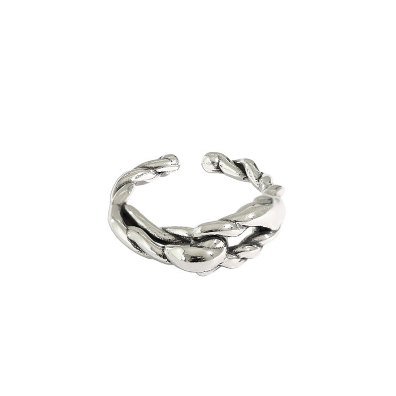 Lovcia 925 Sterling Silver Adjustable Twisted Ring Open-Rings-Vintage-Vintage