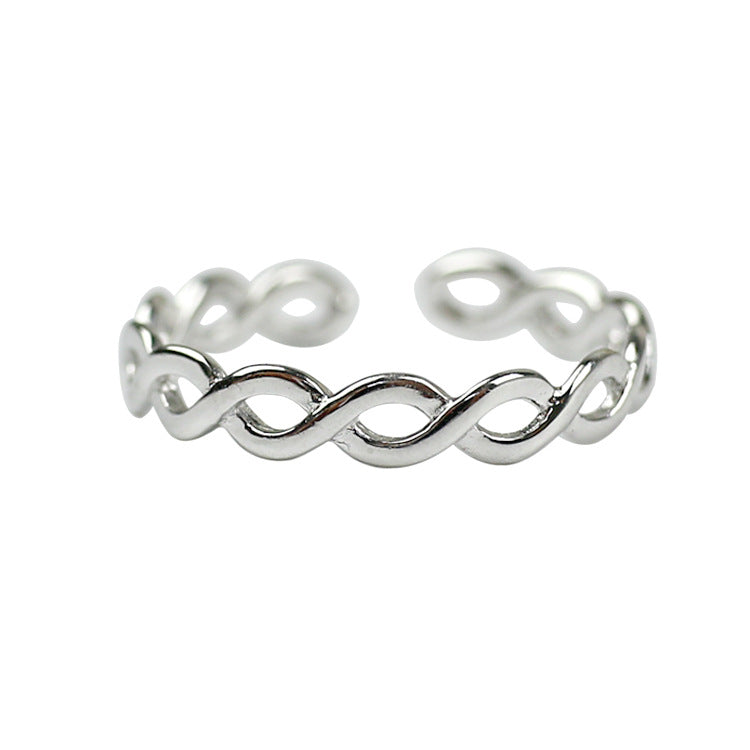 Lovcia 925 Sterling Silver Adjustable Twisted Ring Style-Rings-Rhodium-Rhodium