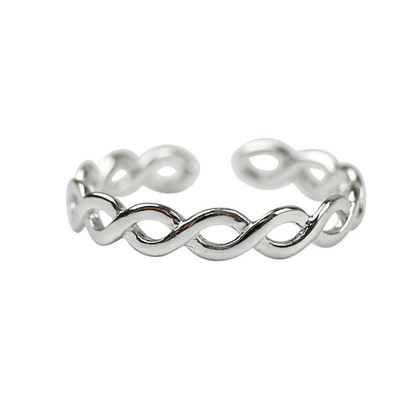 Lovcia 925 Sterling Silver Adjustable Twisted Ring Style-Rings-Rhodium-Rhodium