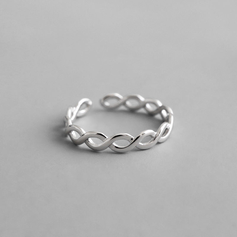 Lovcia 925 Sterling Silver Adjustable Twisted Ring Style-Rings-Rhodium-Rhodium