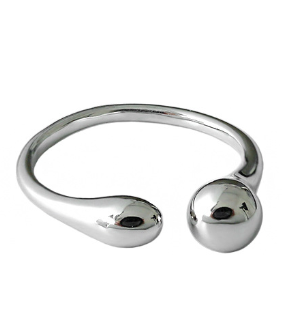 Lovcia 925 Sterling Silver Adjustable Waterdrop Gold Tone Ring-Rings-Silver-