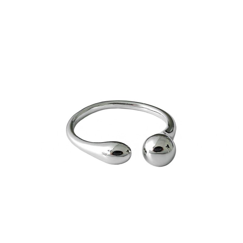 Lovcia 925 Sterling Silver Adjustable Waterdrop Gold Tone Ring-Rings-Silver-