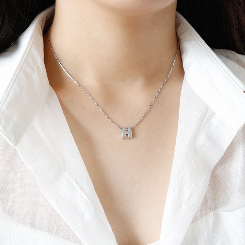 Lovcia 925 Sterling Silver Alphabet Letter Pendant-Charms & Pendants-Heart-Heart