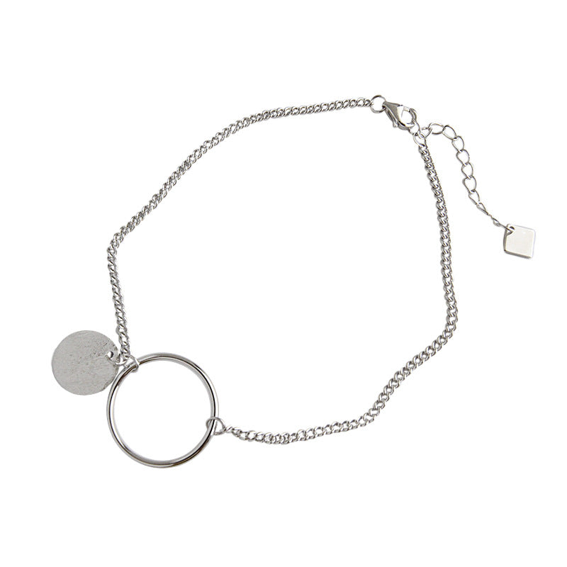 Lovcia 925 Sterling Silver Anklet Circle Charm Gold-Anklets-Rhodium-