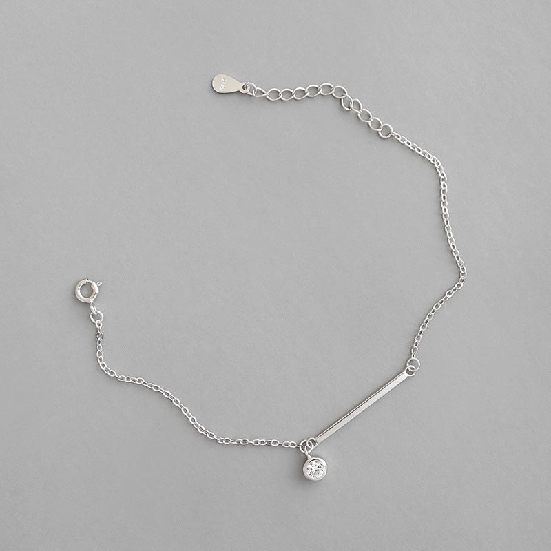 Lovcia 925 Sterling Silver Bar CZ Bracelet Adjustable Chain-Bracelets-Rhodium-Rhodium