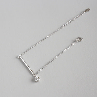Lovcia 925 Sterling Silver Bar CZ Bracelet Adjustable Chain-Bracelets-Rhodium-Rhodium