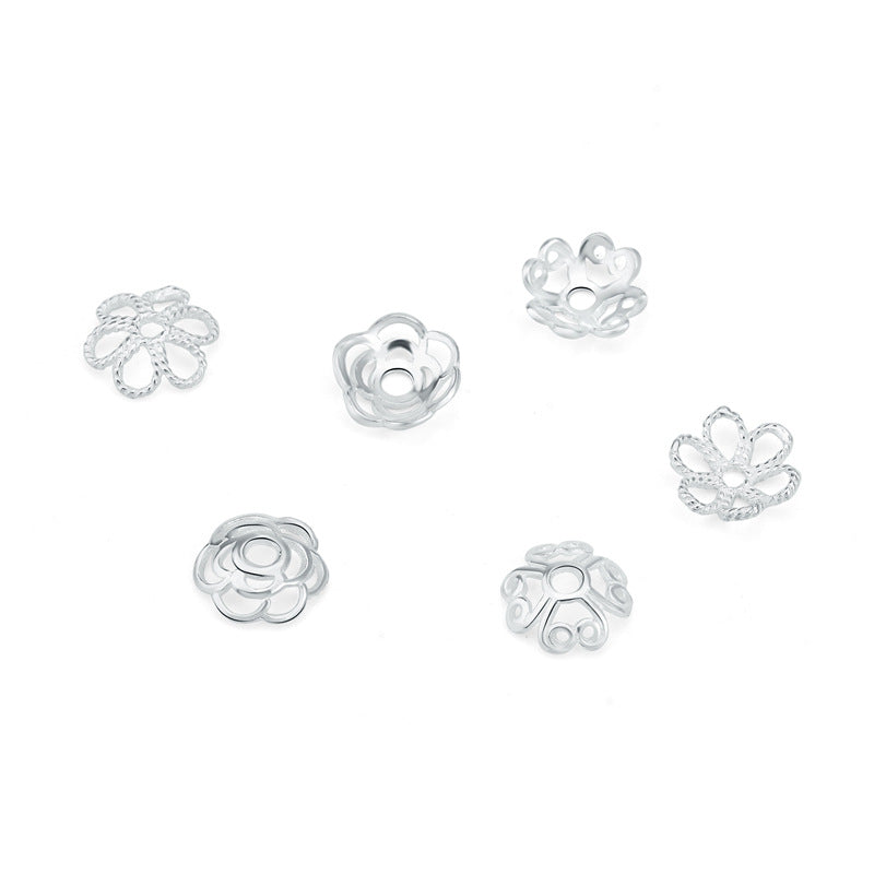 Lovcia 925 Sterling Silver Bead Caps 7mm Hollow Flower-Jewelry Making Kits-No Plating-#2-No Plating