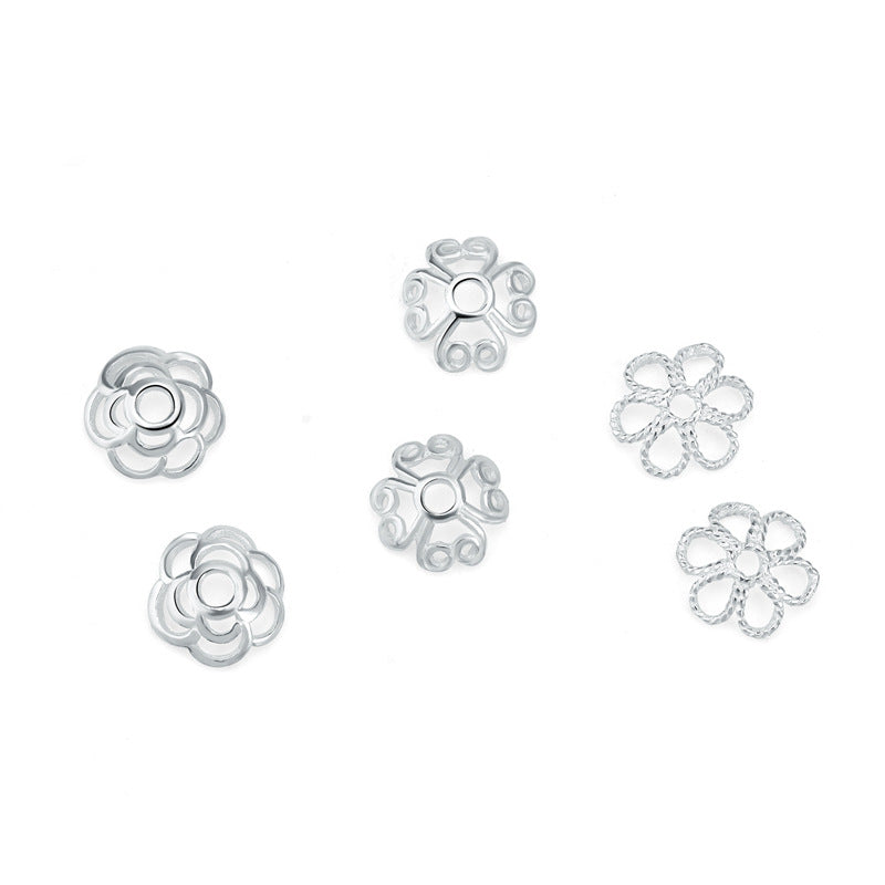 Lovcia 925 Sterling Silver Bead Caps 7mm Hollow Flower-Jewelry Making Kits-No Plating-#2-No Plating