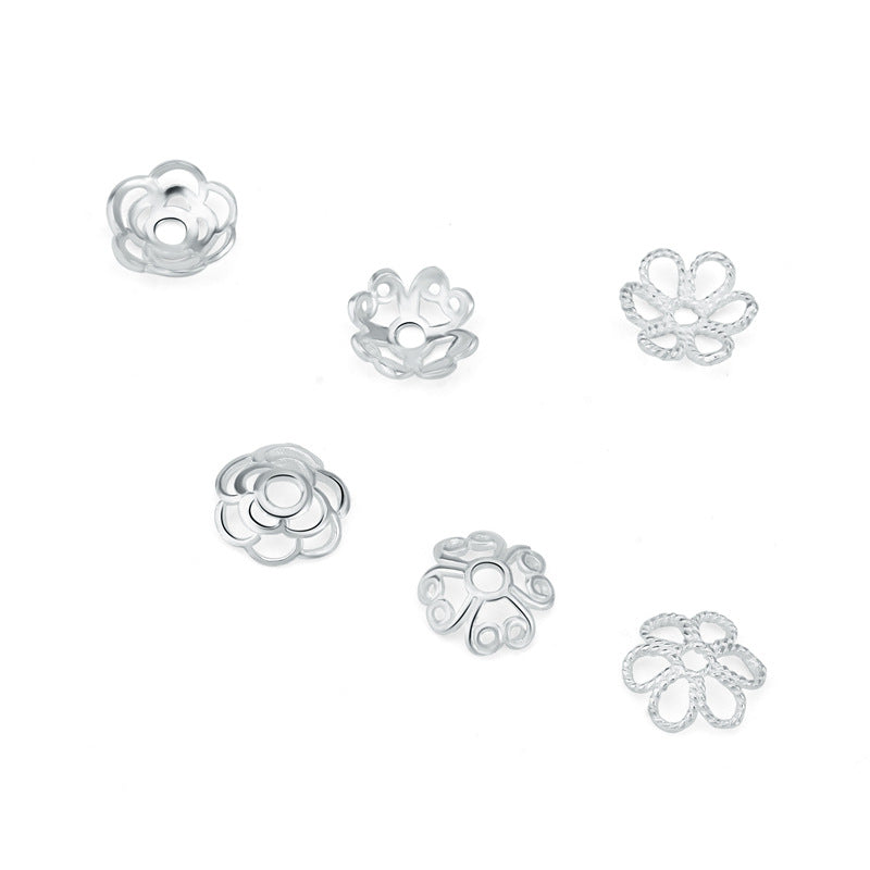 Lovcia 925 Sterling Silver Bead Caps 7mm Hollow Flower-Jewelry Making Kits-No Plating-#2-No Plating