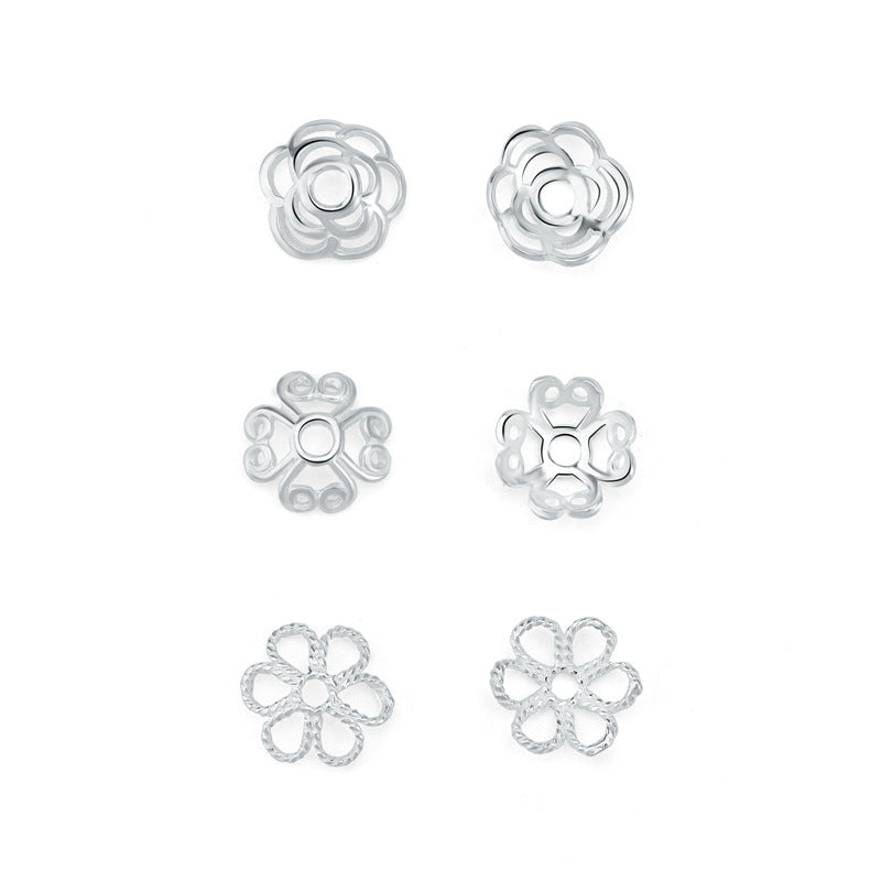 Lovcia 925 Sterling Silver Bead Caps 7mm Hollow Flower-Jewelry Making Kits-No Plating-#2-No Plating
