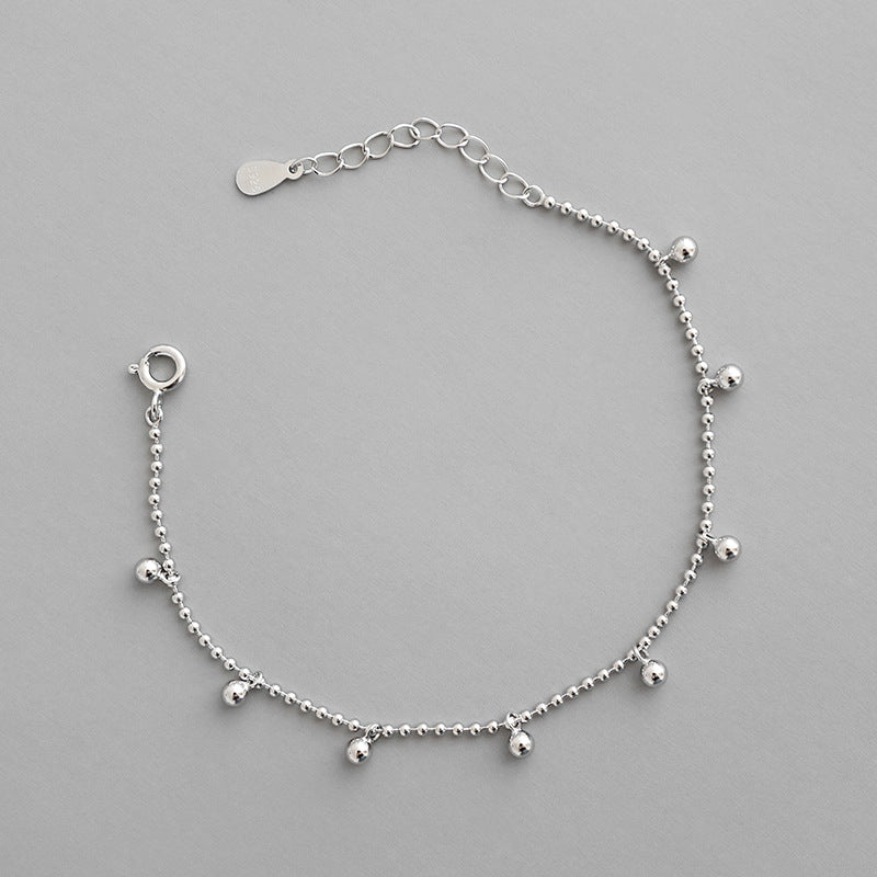 Lovcia 925 Sterling Silver Beaded Ball Chain Bracelet-Bracelets-Rhodium-Rhodium