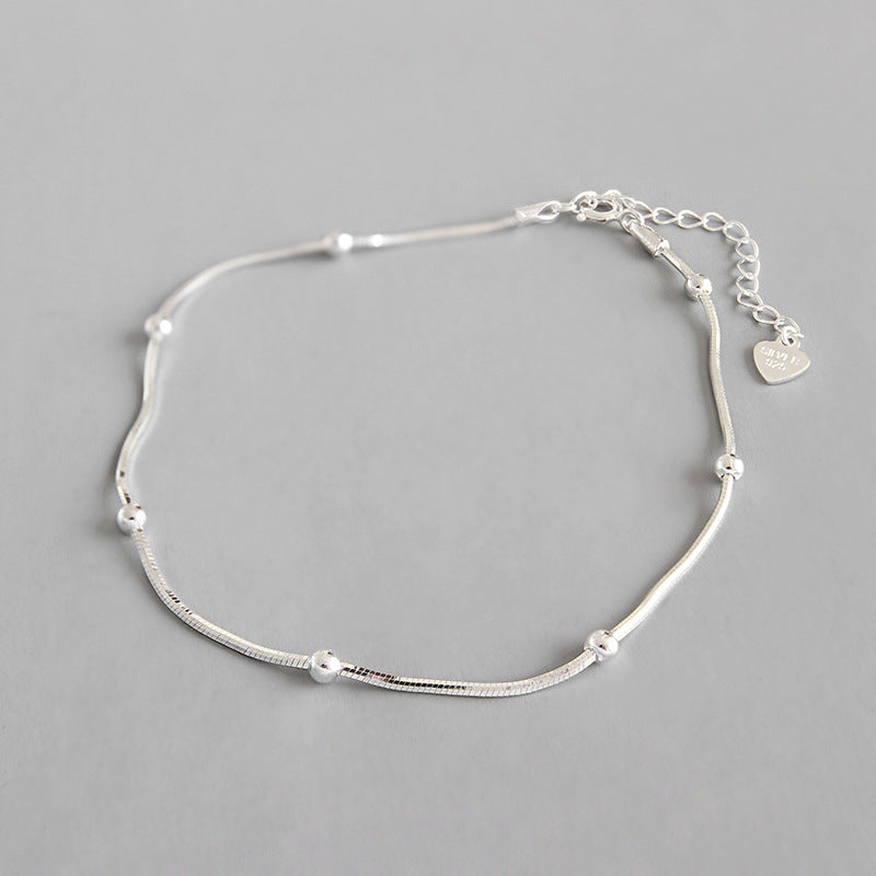 Lovcia 925 Sterling Silver Beads Bracelet 3mm Adjustable-Bracelets-