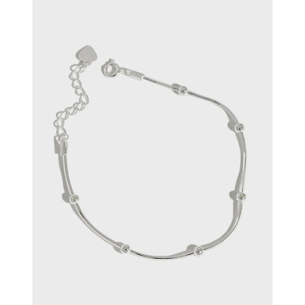 Lovcia 925 Sterling Silver Beads Snake Chain Bracelet 160mm-Bracelets-Rhodium-Rhodium